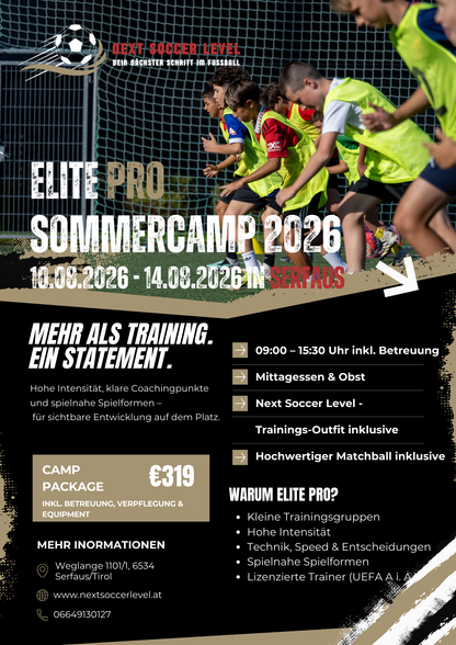 Elite Pro Sommercamp 2026 – Next Soccer Level | Serfaus