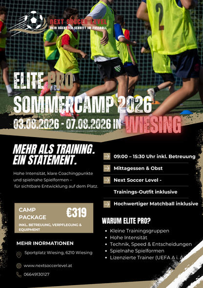 Elite Pro Sommercamp 2026 – Next Soccer Level | Wiesing in Tirol